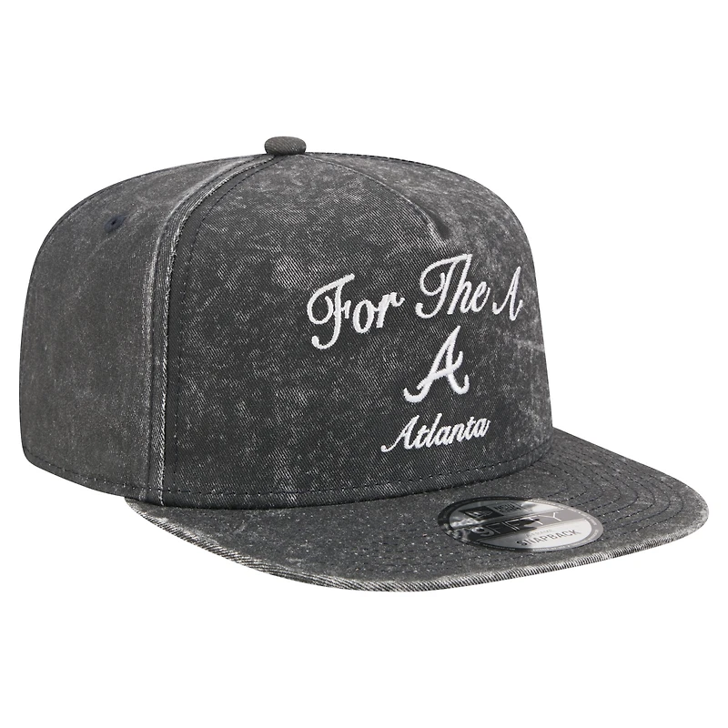 Casquette snapback New Era 9FIFTY noire pour homme, logo Atlanta Braves City, modèle A-Frame.