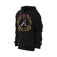 Sweat à capuche noir en polaire brossé Día de los Muertos New Era pour hommes des Braves d'Atlanta