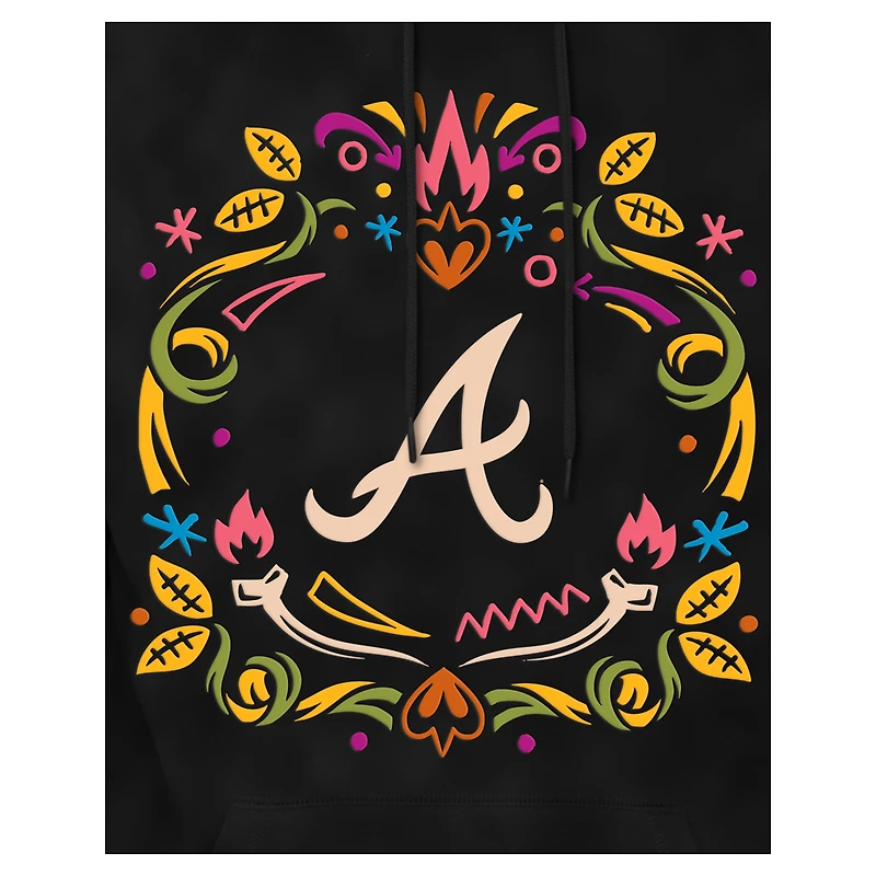 Men's New Era Black Atlanta Braves Día de los Muertos Brushed Fleece Hoodie