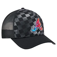 Casquette ajustable noire New Era Atlanta Braves Gradient 9FORTY A-Frame M-Crown Trucker pour homme