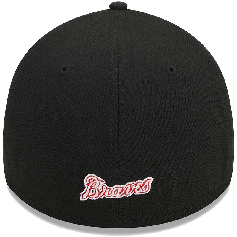 Men's New Era Black Atlanta Braves Logo 39THIRTY Flex Hat