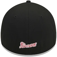 Men's New Era Black Atlanta Braves Logo 39THIRTY Flex Hat