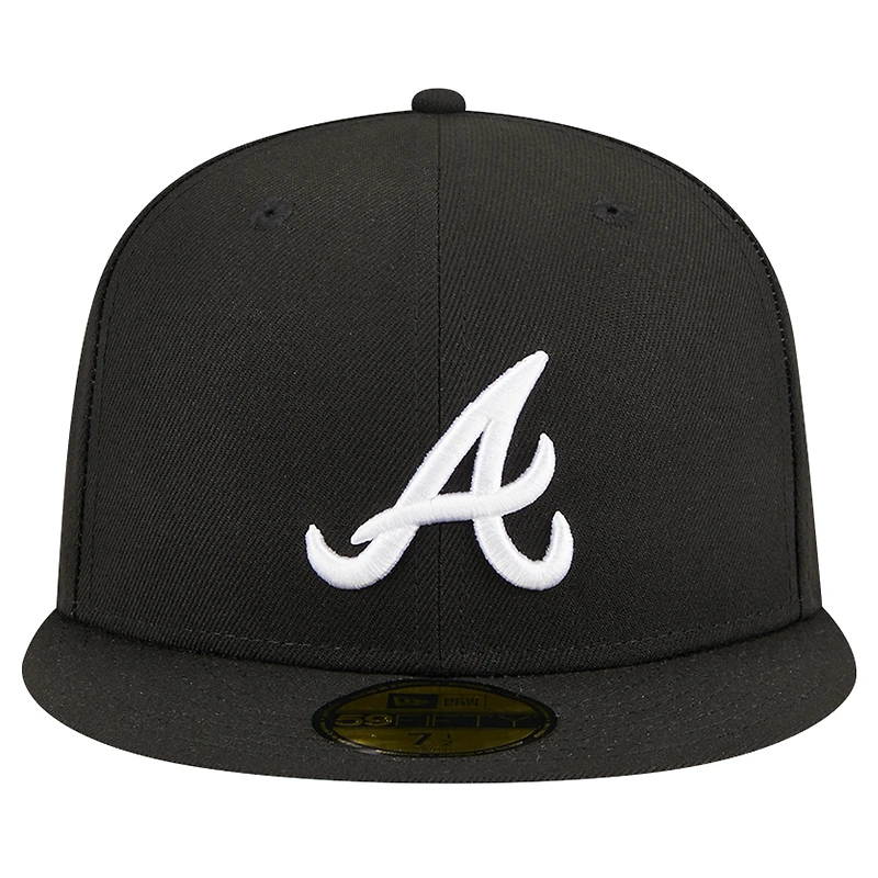 Casquette ajustée 59FIFTY noire avec logo des Atlanta Braves New Era pour hommes