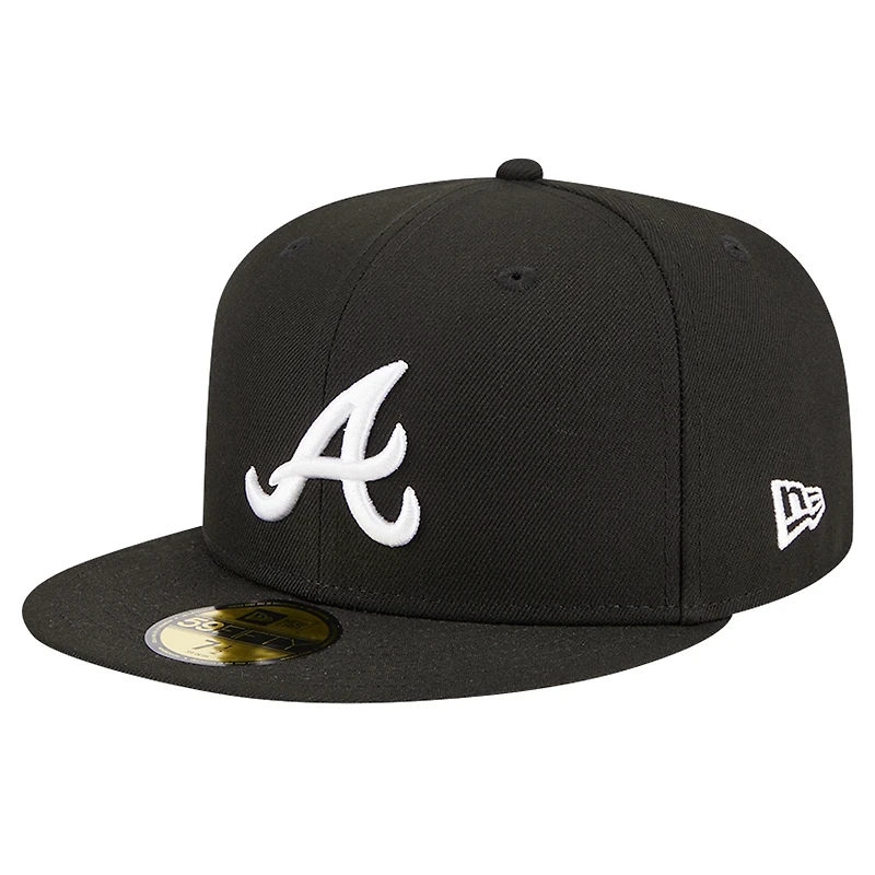 Casquette ajustée 59FIFTY noire avec logo des Atlanta Braves New Era pour hommes