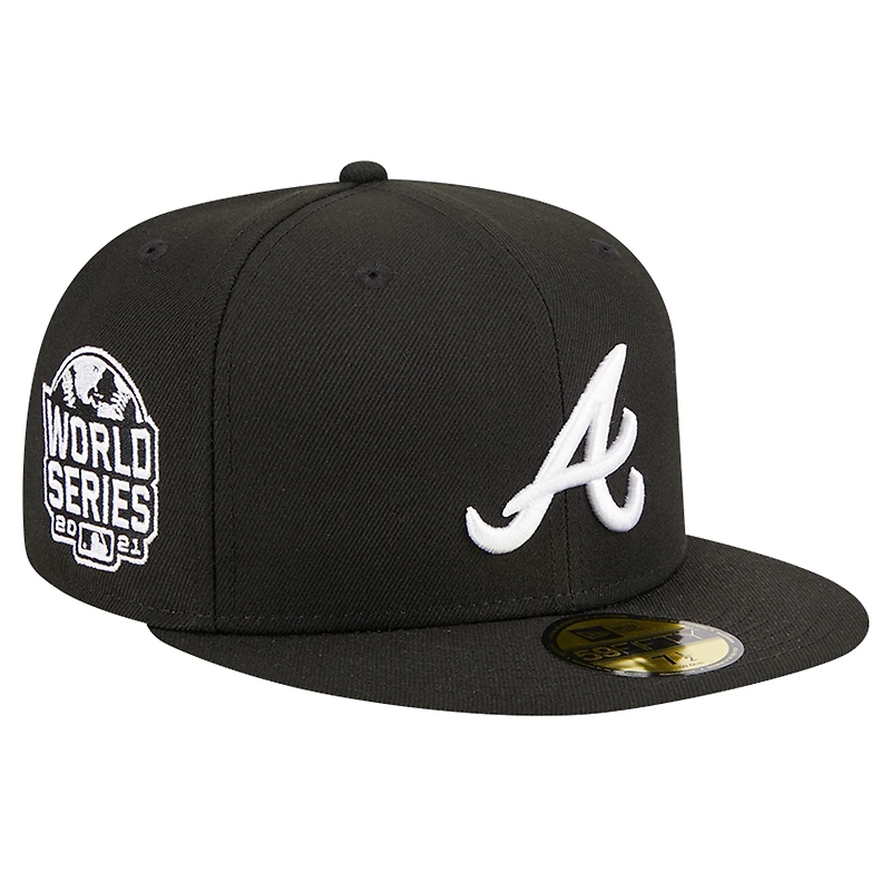 Casquette ajustée 59FIFTY noire avec logo des Atlanta Braves New Era pour hommes