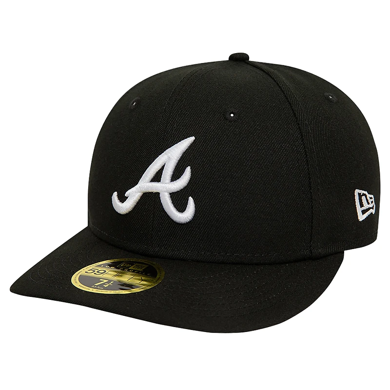 Casquette ajustée 59FIFTY à profil bas des Atlanta Braves New Era pour hommes, noire