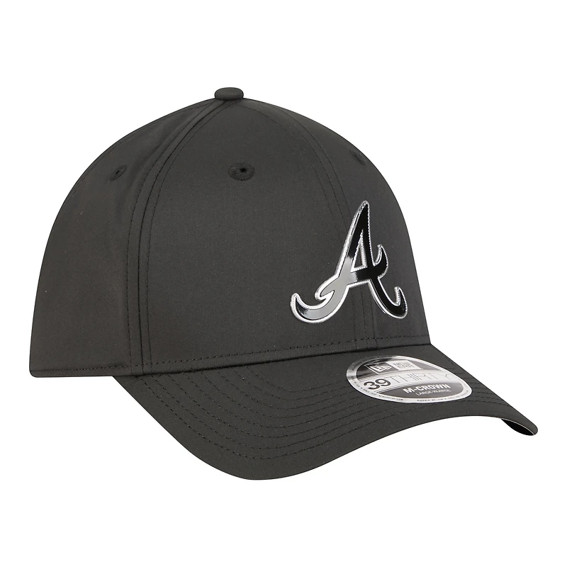 Men's New Era Black Atlanta Braves Metallic 39THIRTY M-Crown Flex Hat