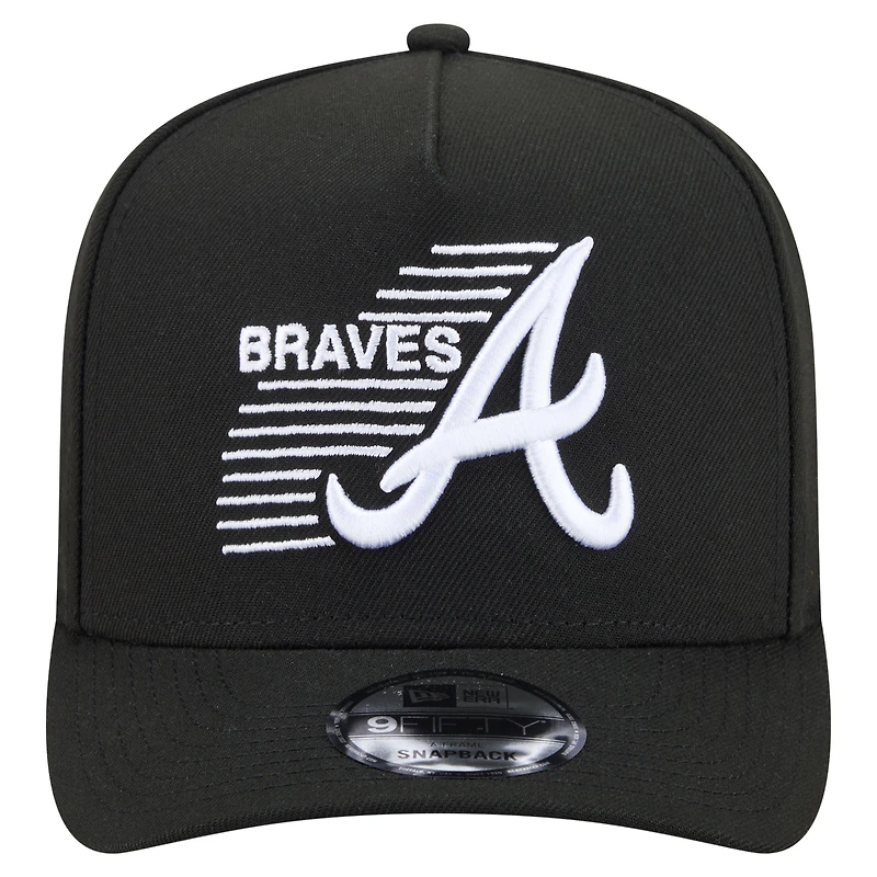 Men's New Era Black Atlanta Braves Motion A-Frame 9FIFTY Snapback Hat