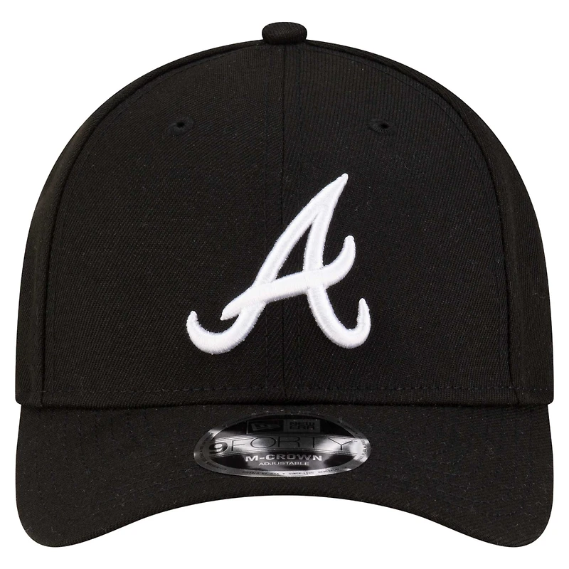 Casquette ajustable New Era noire Atlanta Braves Player Replica 9FORTY pour homme