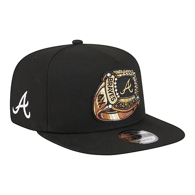 Casquette snapback New Era 9FIFTY Ring A-Frame noire pour homme, style Atlanta Braves