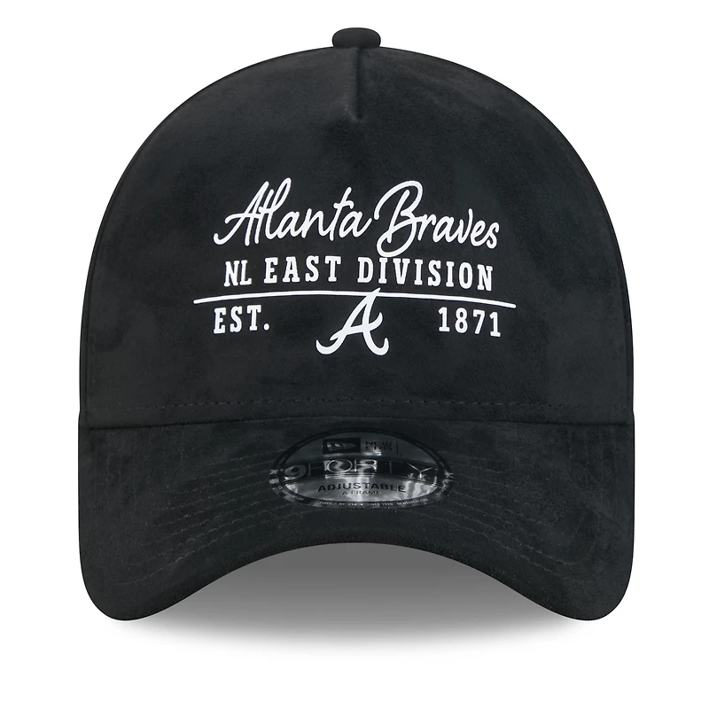 Men's New Era  Black Atlanta Braves Script Text 9FORTY A-Frame Adjustable Hat
