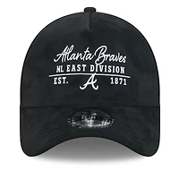 Men's New Era  Black Atlanta Braves Script Text 9FORTY A-Frame Adjustable Hat