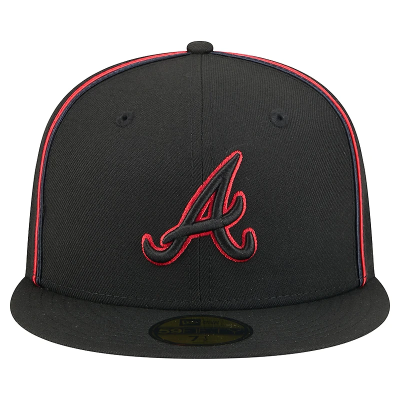 Casquette ajustée 59FIFTY noire des Atlanta Braves de New Era pour homme
