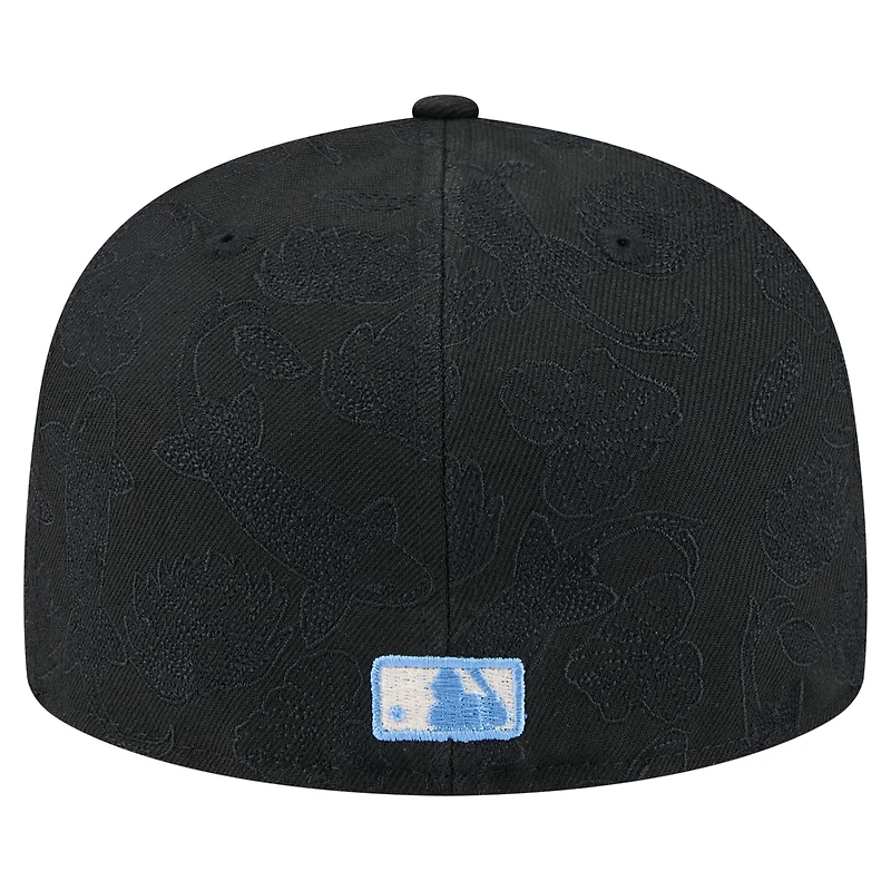 Men's New Era Black Atlanta Braves Tonal Koi 59FIFTY Fitted Hat