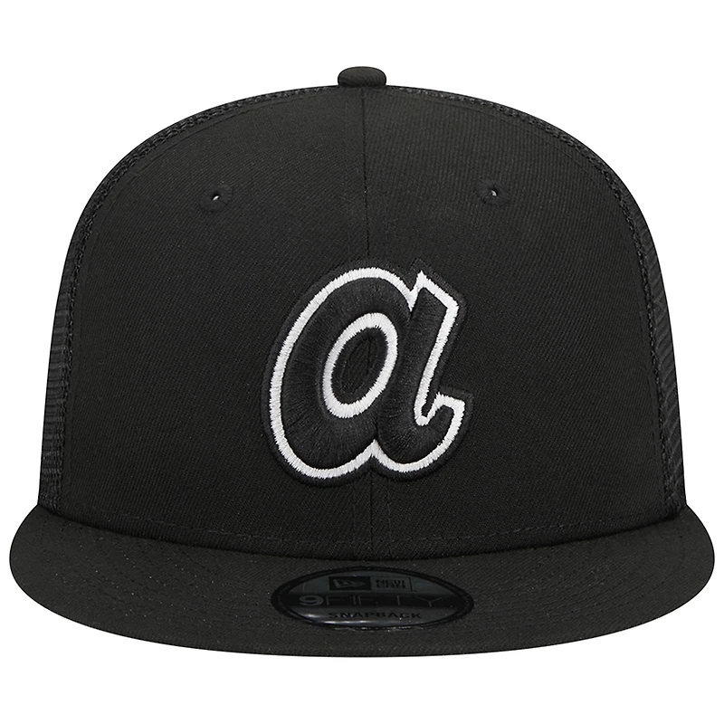 Casquette New Era Atlanta Braves Trucker 9FIFTY Snapback noire pour homme