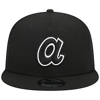 Casquette New Era Atlanta Braves Trucker 9FIFTY Snapback noire pour homme