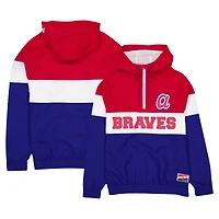 Veste coupe-vent à capuche quart de zip New Era pour hommes des Atlanta Braves Ripstop Raglan bleue