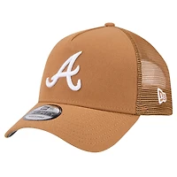 Men's New Era Brown Atlanta Braves A-Frame Trucker 9FORTY Adjustable Hat
