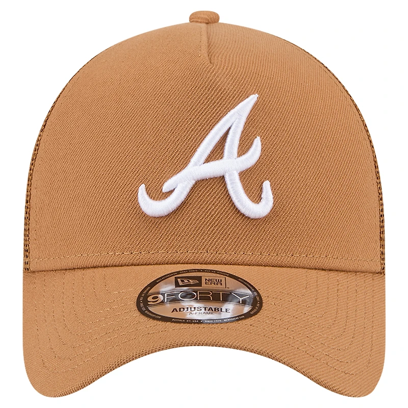 Men's New Era Brown Atlanta Braves A-Frame Trucker 9FORTY Adjustable Hat