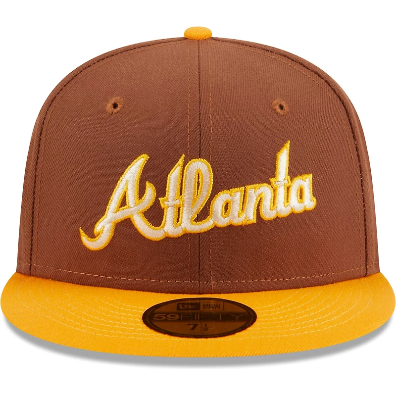 Casquette ajustée 59FIFTY New Era des Atlanta Braves Tiramisu marron pour hommes
