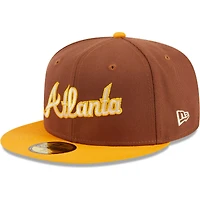 Casquette ajustée 59FIFTY New Era des Atlanta Braves Tiramisu marron pour hommes