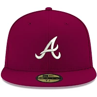 Men's New Era Cardinal Atlanta Braves White Logo 59FIFTY Fitted Hat