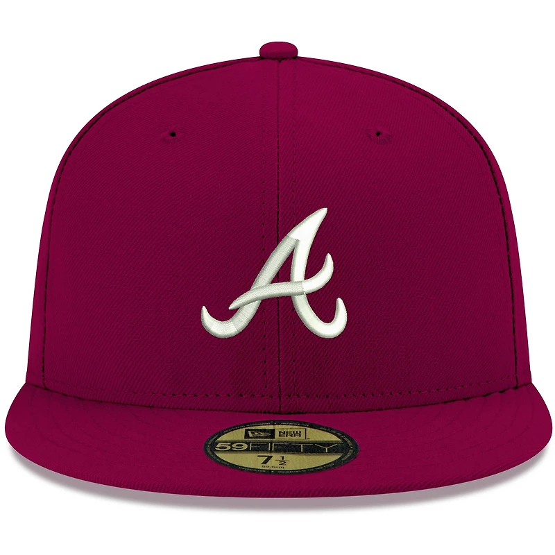 Casquette ajustée New Era 59FIFTY pour homme, motif olive, logo blanc des Braves d'Atlanta