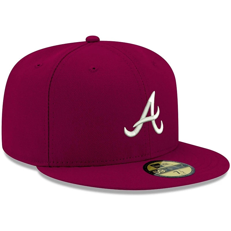 Casquette ajustée New Era 59FIFTY pour homme, motif olive, logo blanc des Braves d'Atlanta