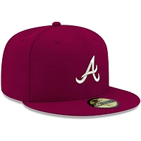 Casquette ajustée New Era 59FIFTY pour homme, motif olive, logo blanc des Braves d'Atlanta