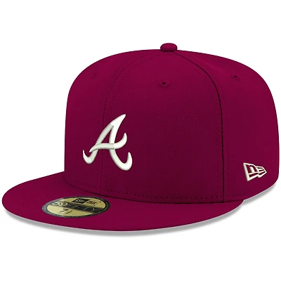 Casquette ajustée New Era 59FIFTY pour homme, motif olive, logo blanc des Braves d'Atlanta