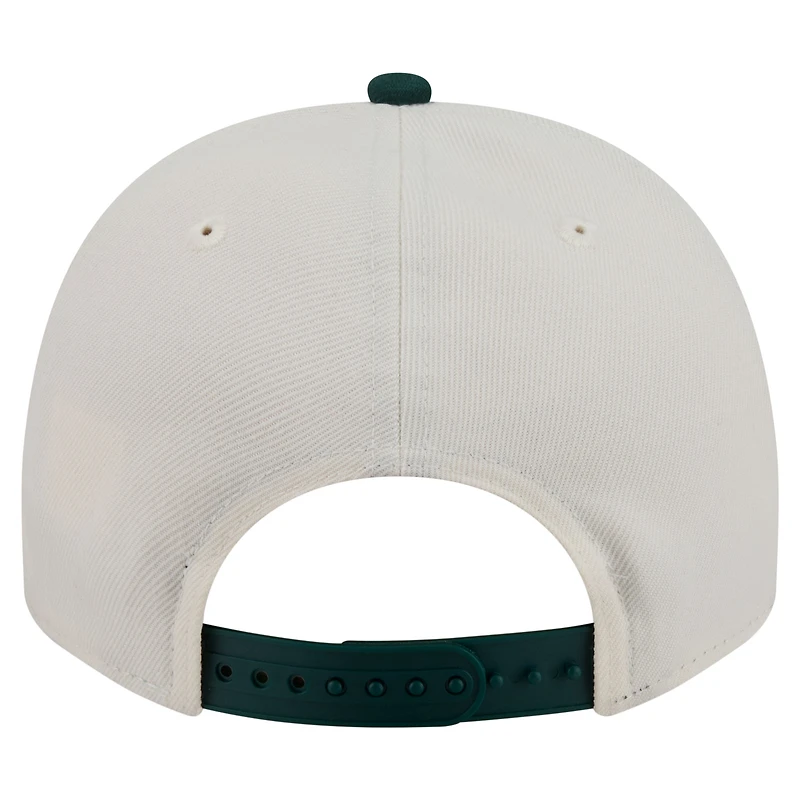 Men's New Era Cream/Dark Green Atlanta Braves Chrome A-Frame 9FIFTY Snapback Hat