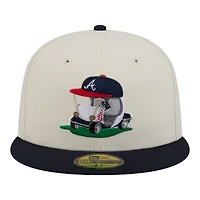 Casquette ajustée New Era 59FIFTY crème/marine Atlanta Braves Bullpen Cart pour homme