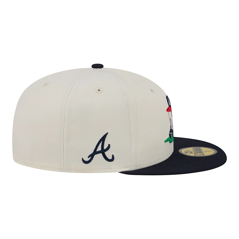 Men's New Era  Cream/Navy Atlanta Braves Bullpen Cart 59FIFTY Fitted Hat