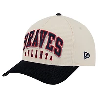 Casquette ajustable New Era 9FORTY A-Frame en velours côtelé crème/bleu marine pour homme des Braves d'Atlanta