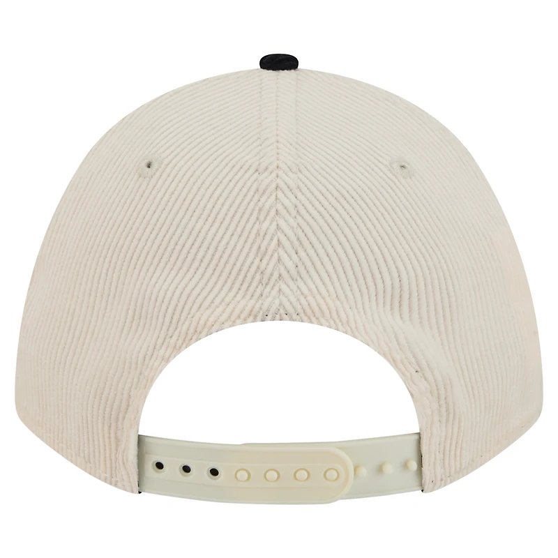 Casquette ajustable New Era 9FORTY A-Frame en velours côtelé crème/bleu marine pour homme des Braves d'Atlanta