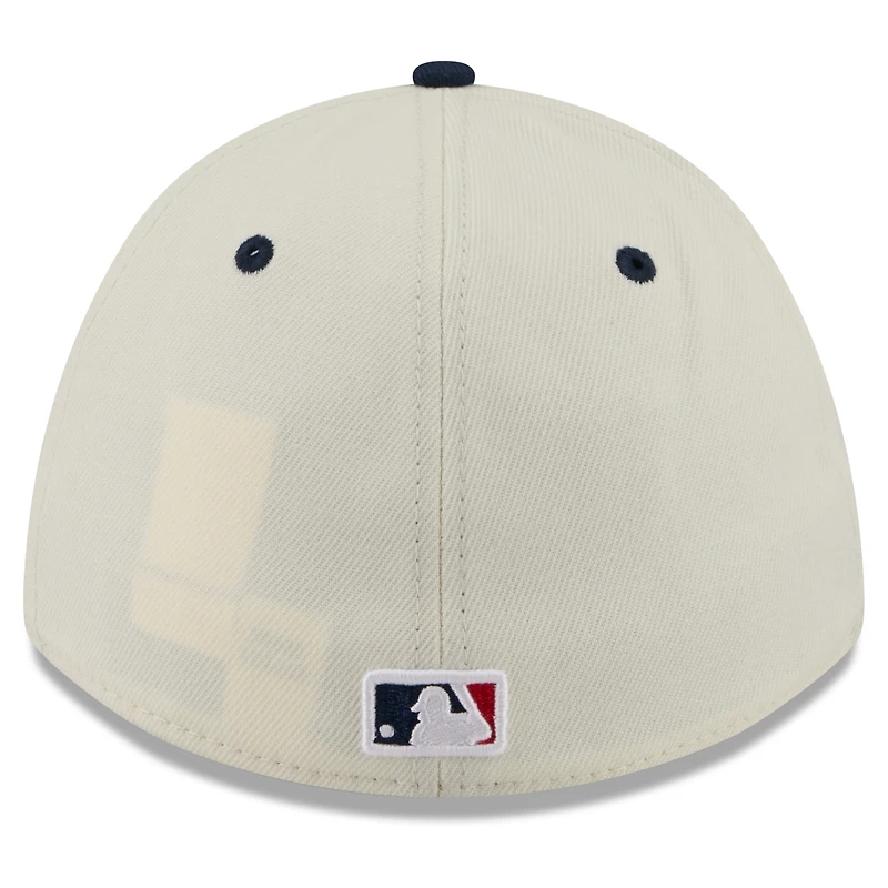 Men's New Era Cream/Navy Atlanta Braves USA 250 Fourth of July 39THIRTY M-Crown Flex Hat
