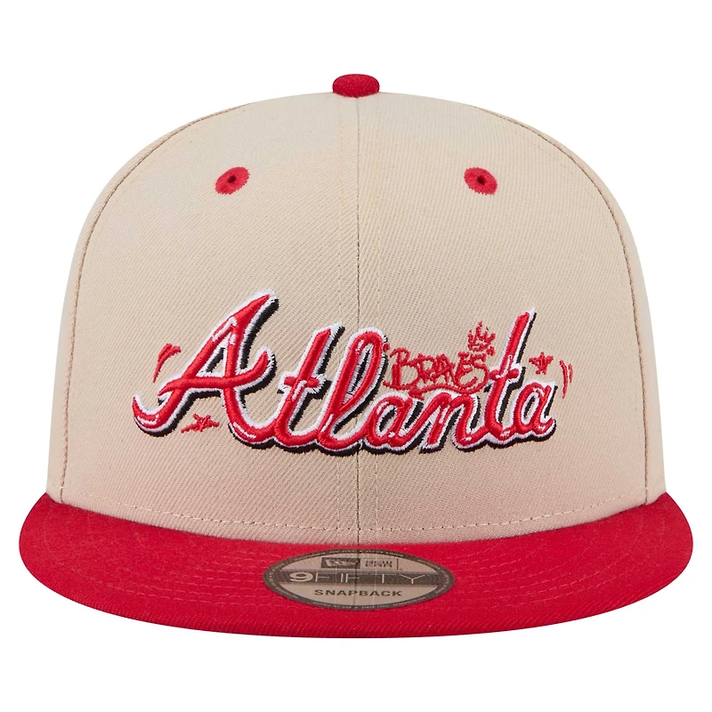 Casquette Snapback 9FIFTY Atlanta Braves crème/rouge pour homme New Era