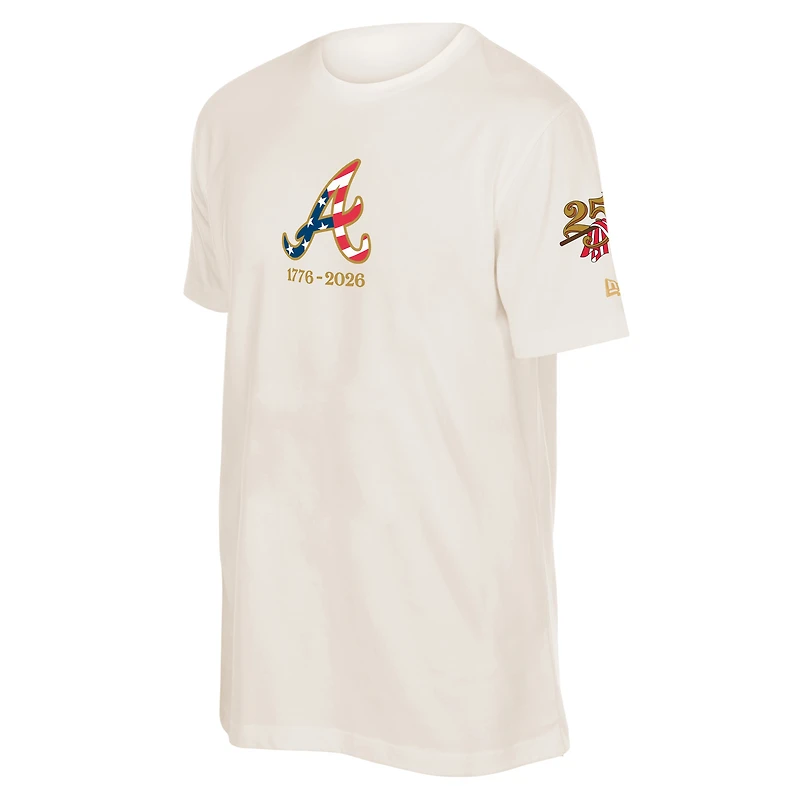 Men's New Era  Cream Atlanta Braves 250th Fourth of July T-Shirt