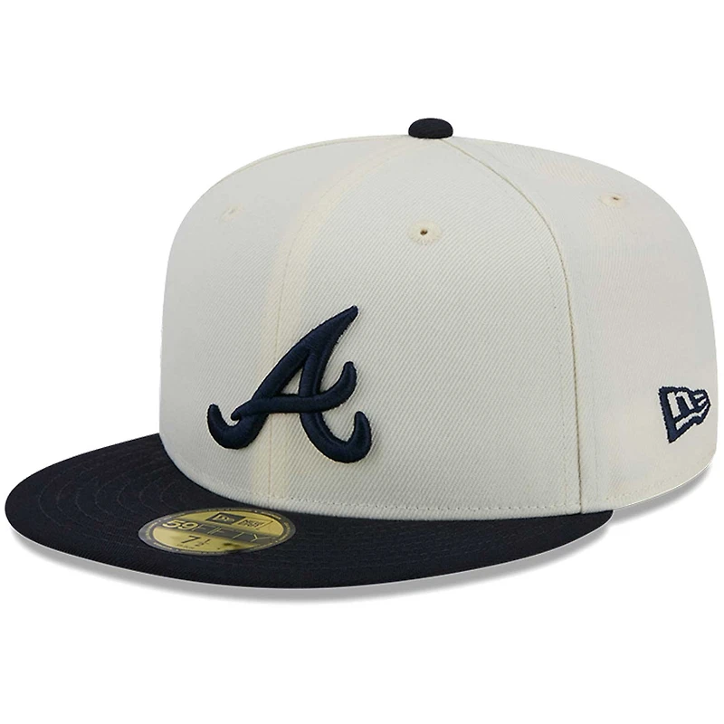 Casquette ajustée Chrome 59FIFTY pour homme New Era couleur crème des Atlanta Braves