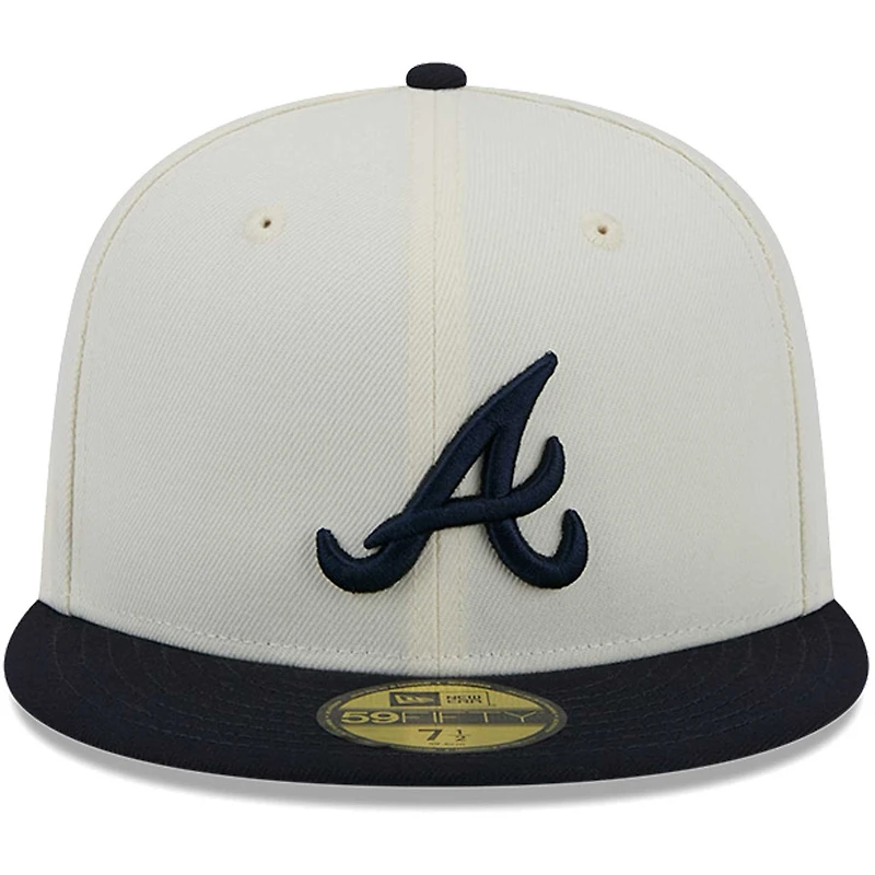 Casquette ajustée Chrome 59FIFTY pour homme New Era couleur crème des Atlanta Braves