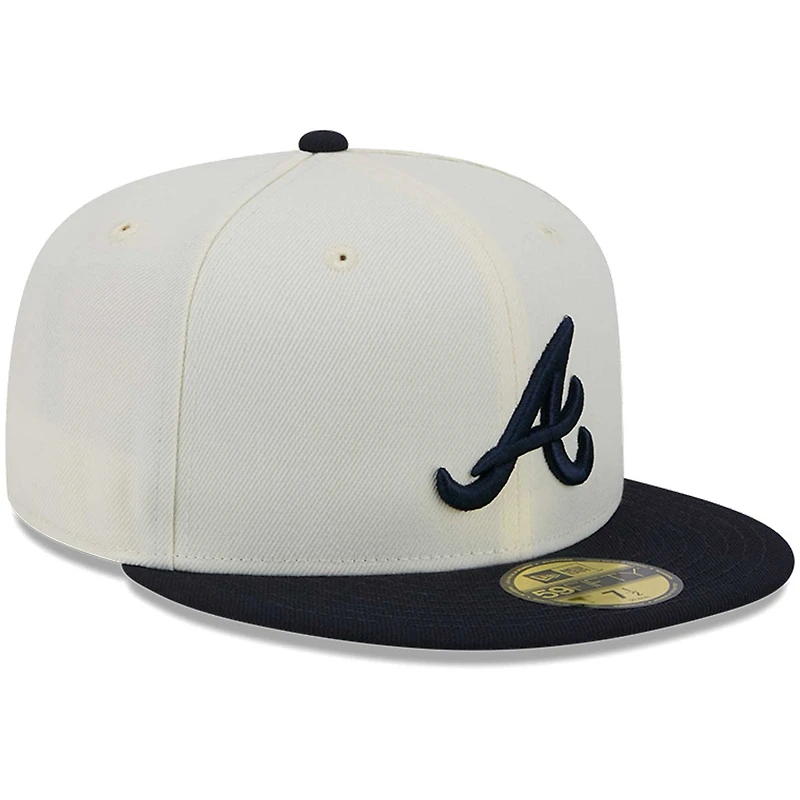 Casquette ajustée Chrome 59FIFTY pour homme New Era couleur crème des Atlanta Braves