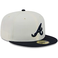 Casquette ajustée Chrome 59FIFTY pour homme New Era couleur crème des Atlanta Braves