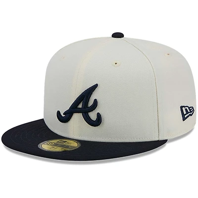 Casquette ajustée Chrome 59FIFTY pour homme New Era couleur crème des Atlanta Braves