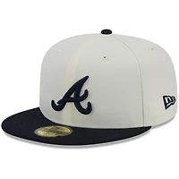 Casquette ajustée Chrome 59FIFTY pour homme New Era couleur crème des Atlanta Braves