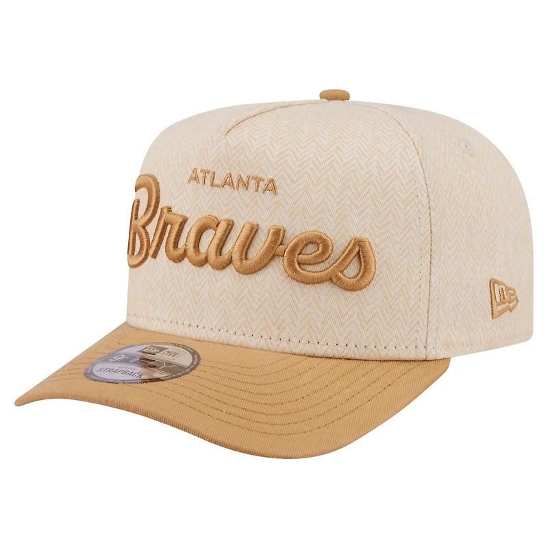 Casquette snapback New Era Atlanta Braves à chevrons crème pour homme 9FIFTY