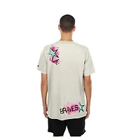 T-shirt New Era crème pour homme, style punk core, Atlanta Braves