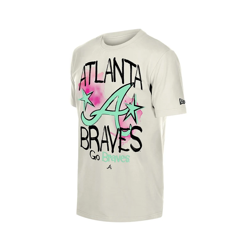T-shirt New Era crème pour homme, style punk core, Atlanta Braves