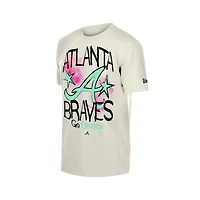 T-shirt New Era crème pour homme, style punk core, Atlanta Braves