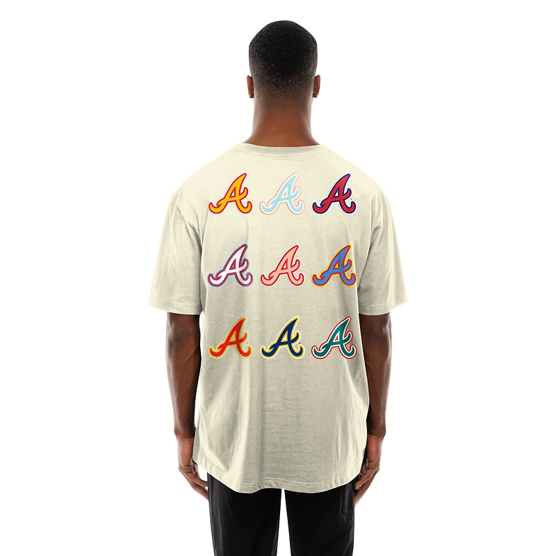 Men's New Era  Cream Atlanta Braves Ransom Note Oversized T-Shirt