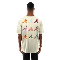 Men's New Era  Cream Atlanta Braves Ransom Note Oversized T-Shirt
